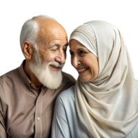 Elderly Couple Smiling Together Fondly in a Close Embrace png