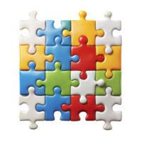 Colorful Jigsaw Puzzle Pieces Interlocking on a Transparent Background png