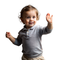 Cheerful Toddler Waving in Studio With Transparent Background, Daytime Portrait png