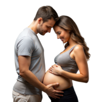 Expectant Couple Tenderly Embracing and Sharing a Moment Together png