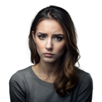 Portrait of a Young Woman With Long Hair Against a Transparent Background png