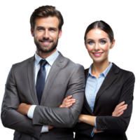 Business Professionals Smiling in Suits in Studio With Transparent Background png