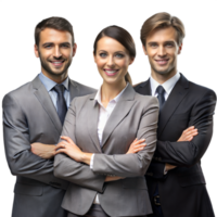 Three Professionals in Business Attire Posing Confidently in a Studio Setting During Daytime png