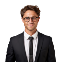 Portrait of a handsome young businessman on transparent background png