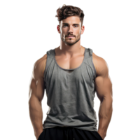 hermoso joven hombre con muscular cuerpo, gimnasio chico en transparente antecedentes png