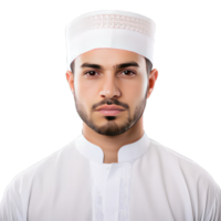 young muslim man in traditional clothes on transparent background png