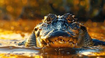 Nile crocodile in an African river photo