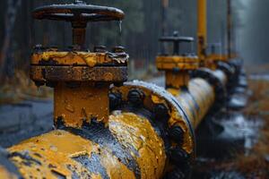 Pipeline valves. Gas transportation with gas or pipeline valves photo