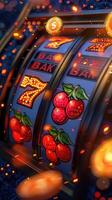 Slot machine wins the jackpot 777 in casino photo