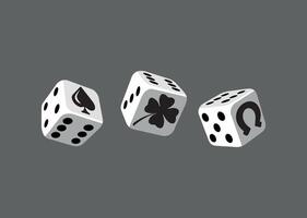 Illustration of dice game with symbols related to luck. vector