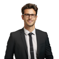 Portrait of a handsome young businessman on transparent background png