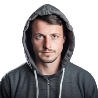 Portrait of a young men in a winter jacket on transparent background png