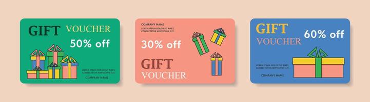 Set of discount gift vouchers. vector