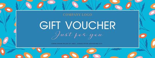Gift voucher template. Gift certificate on a floral abstract background. vector