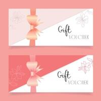 Gift certificate templates with peach bows. vector