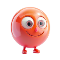 ein Karikatur Orange Ball mit Augen und ein Lächeln KI-generiert png