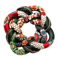 a colorful Japanese knot made of wood AI-Generated png