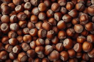 Closeup view of hazelnuts nuts background photo