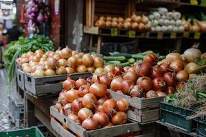 Organic onion on the market. photo