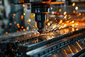 CNC Laser cutting of metal, modern industrial technology photo