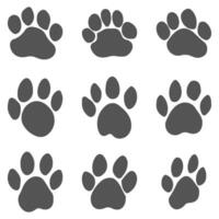 Paw foot print animal design set vector