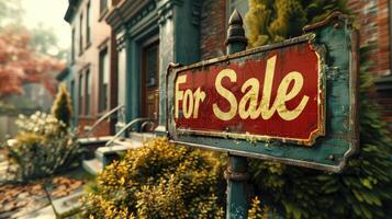 For sale sign real estate sign in front of a new house photo