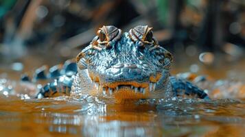 Nile crocodile in an African river photo