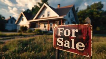 For sale sign real estate sign in front of a new house photo