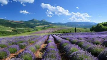 Vast lavender fields on a sunny day photo