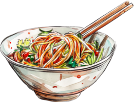yum woon sen, speziato bicchiere spaghetto insalata png