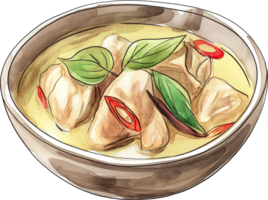 gaeng keow fraco, verde Curry com frango ou carne png