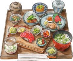 kaiseki, traditionell mång kurs japansk måltid png