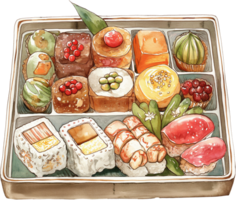 Bento, a single portion take out or home packed meal, desserts png