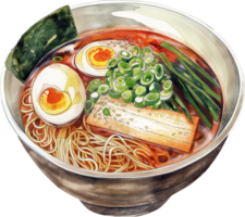 Ramen, noodle soup with various toppings png