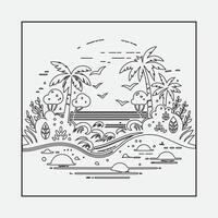 Draw a sketch of a beach scene with a neat outline vector