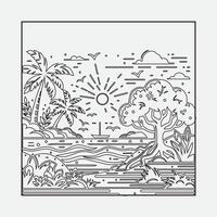 Draw a sketch of a beach scene with a neat outline vector