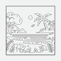 Draw a sketch of a beach scene with a neat outline vector