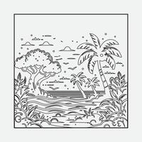 Draw a sketch of a beach scene with a neat outline vector