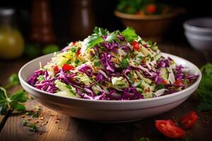 Cabbage salad coleslaw in a bowl photo