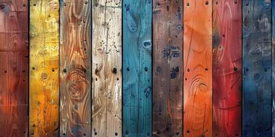 Multicolored wood background. Vintage wallpaper pattern photo