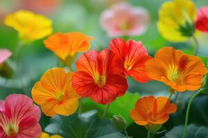 Beautiful flowers of nasturtiums. photo