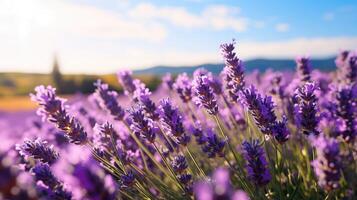 Vast lavender fields on a sunny day photo