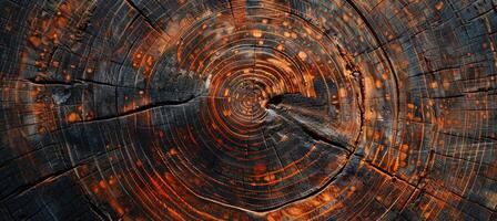 Detailed texture of an old wooden surface, highlighting natural patterns photo