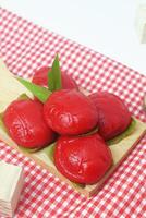 Portrait photo of Indonesian traditional snack is Kue Ku or Kue Tok