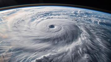 enorme huracán visto desde espacio terminado tierra foto