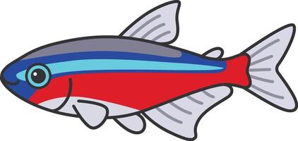 Red neon tetra fish illustration vector