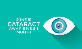 Cataract awareness month is observed every year in June. It cause by clouding on the lens of the eyes. vector