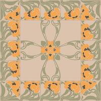 Art nouveau botanical flower seamless pattern background vector