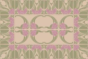 Art nouveau botanical flower seamless pattern background vector