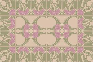 Art nouveau botanical flower seamless pattern background vector